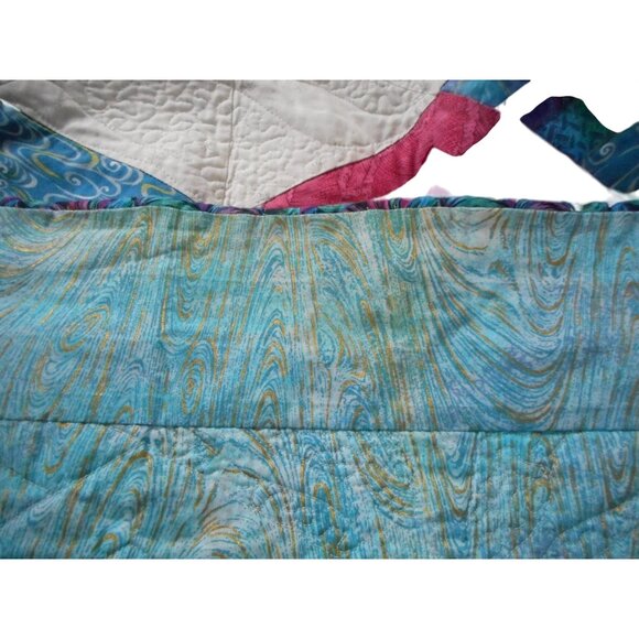 Vintage Patchwork Quilted Wall Hanging Multicolor Abstract Shape cosmic crystals - Picture 11 of 13